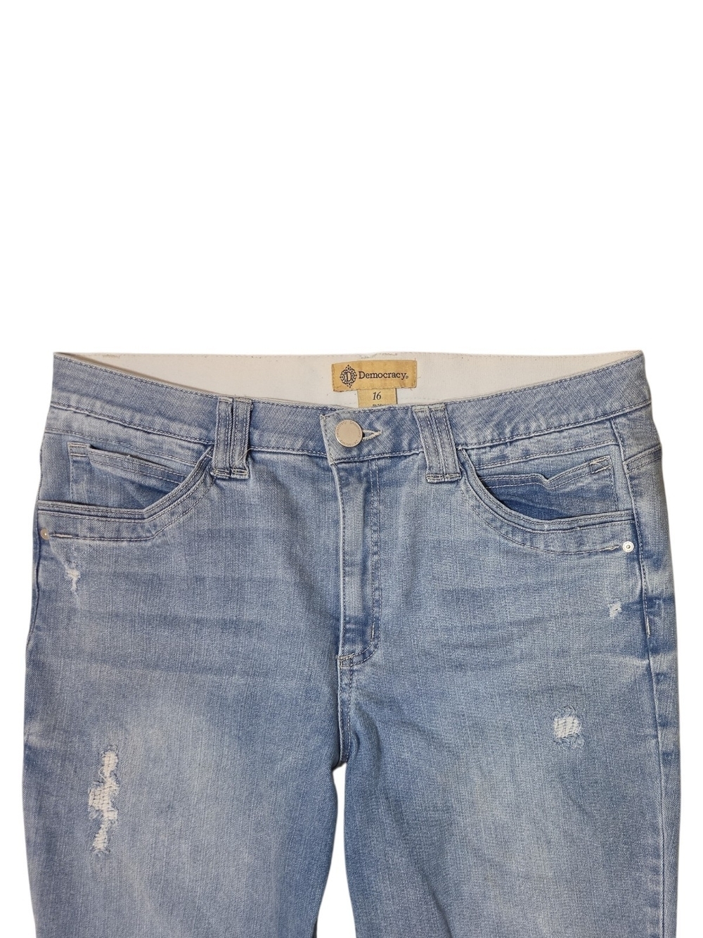 Democracy Light Wash Distressed Jeans Size 16 - Picture 3 of 14